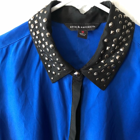 Rock & Republic Studded Collar Button Down Blouse - Picture 6 of 7